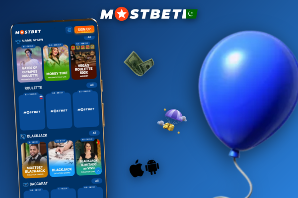 Mostbet app casino lobby with slots and live dealer games on smartphone