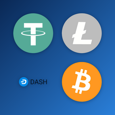 Bitcoin Ethereum and USDT coin icons beside QR code for Mostbet crypto deposit