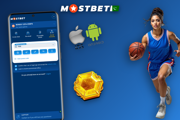 Mostbet new account registration form with promo code field highlighted for welcome bonus