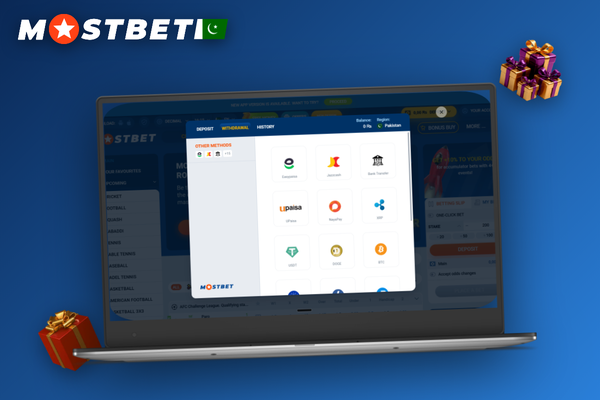 Pakistani player reviewing Mostbet withdrawal rules on a laptop cashier screen