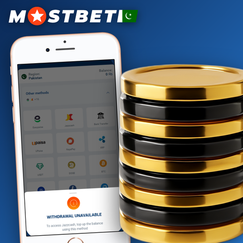 Mostbet minimum withdrawal screen on mobile showing PKR balance in Pakistan